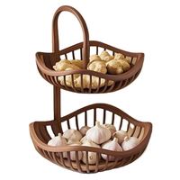 Panier de rangement pour fruits et légumes en métal à double couche, organisateur de cuisine et de bureau