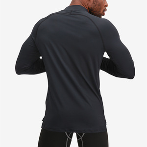 Camiseta de manga larga para gimnasio para hombre, sudadera de manga larga con media cremallera y logotipo personalizado para entrenamiento físico - Product Image 3