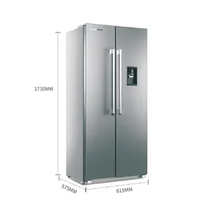 Высокое качество Роскошный большой размер холодильник с водой бок двухдверный холодильник