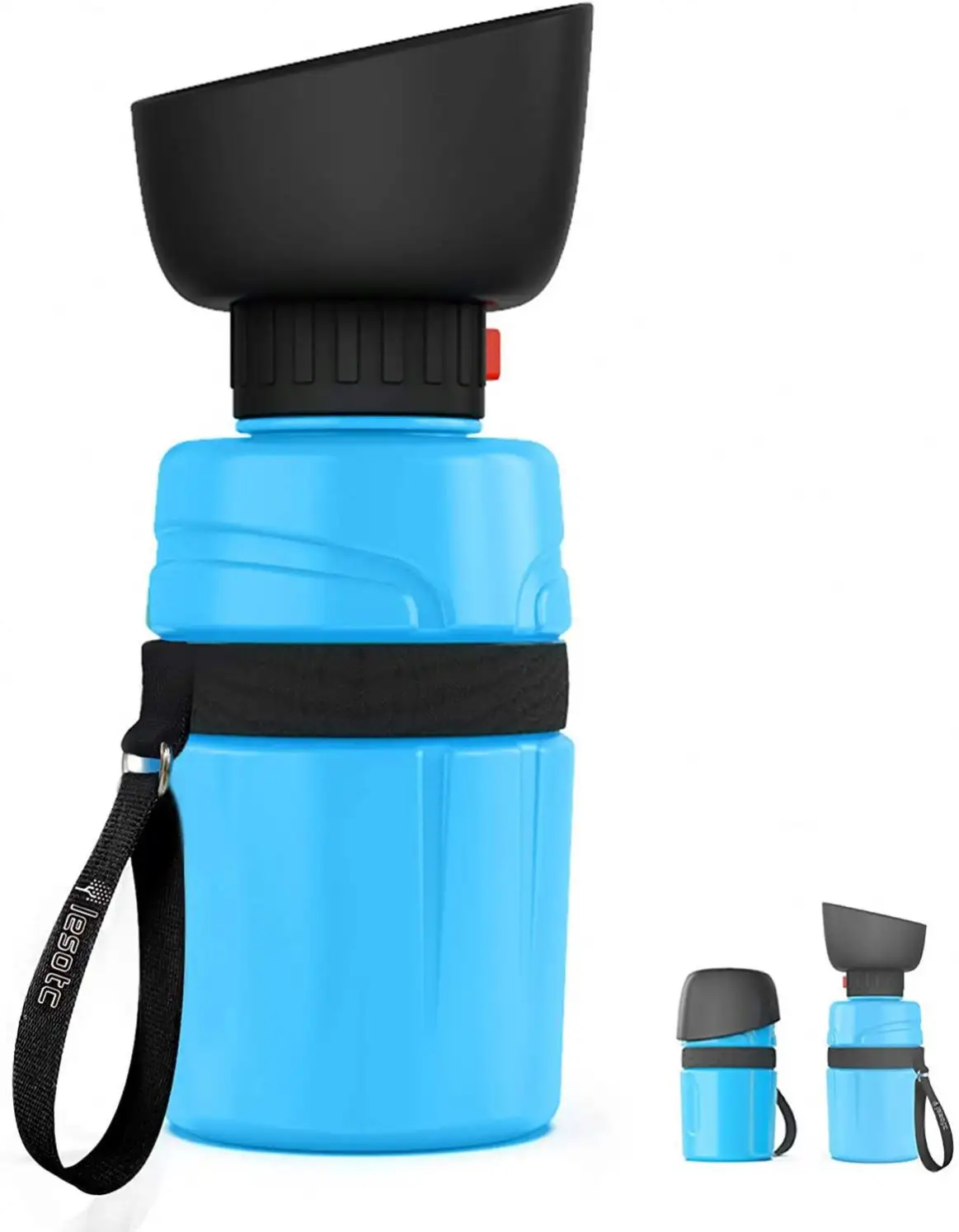 Dispenser air 600ml 1000ml 1200ml 1500ml, botol air anjing ringan dapat dilipat perjalanan