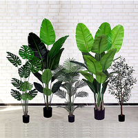 Plante artificielle en plastique d'usine, bananier du voyageur, plante verte de simulation, olivier en pot, décoration de plante d'intérieur avec pot