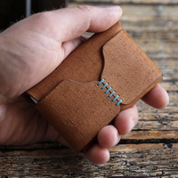 Dompet Slim Kustom Boshiho untuk Pria, Kulit Asli Cokelat Klasik dengan Tempat Kartu Bergaya Vintage