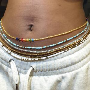 अफ्रीका के लोचदार बीज बिकनी बॉडी पेट श्रृंखला रंगीन अफ्रीकी क्रिस्टल कमर की वयस्क शरीर श्रृंखला - Product Image 3