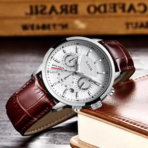 <span class=keywords><strong>Montre</strong></span> LIGE LG9866 en cuir marron avec 3 sous-cadrans pour <span class=keywords><strong>homme</strong></span>, chronographe analogique à quartz, étanche, lumineuse, <span class=keywords><strong>montre</strong></span>-bracelet de créateur pour <span class=keywords><strong>homme</strong></span> + boîte - Product Image 3