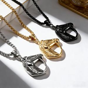 Collar Retro de Acero Inoxidable con Cabeza de Caballo para Hombre, Colgante de Carreras, Joyería de Regalo con Signo del Zodíaco Animal K-PT440 - Product Image 1