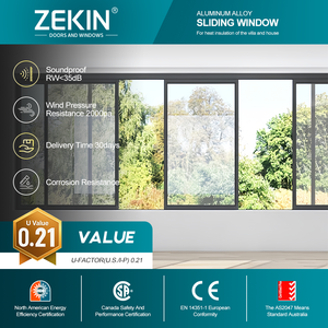 Ventana Corredera de Aluminio, Diseño Moderno, Rotura de Puente Térmico, Resistencia a la Presión del Viento, Doble Acristalamiento, Vidrio Templado AS2047 CE - Product Image 1