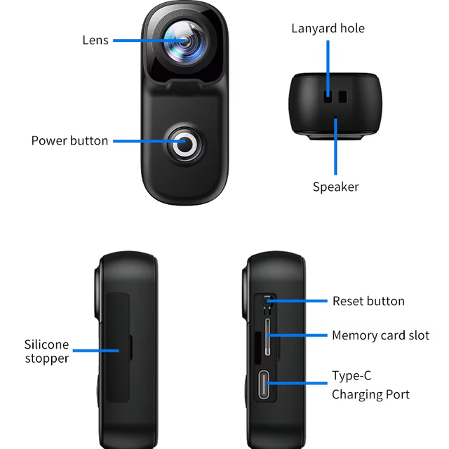 4K 156° Wide Angle Pet Camera 2.4G WiFi APP Remote Control  IP68 Waterproof 10M Supports 512GB TF Card with 1/4 Screw Hole
