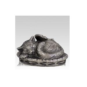 Urne de crémation décorative en métal en forme de chat Urne souvenir au design rare et antique pour cendres d'animaux de compagnie Service funéraire Décoration funéraire - Product Image 4