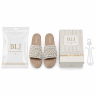Sandales compensées légères et antidérapantes en EVA pour femmes, personnalisables OEM, avec lanière en tweed perlé, fils dorés et bords effilochés, coloris pastel, idéales pour l'été
