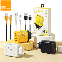 Chargeur rapide GaN 240W 5 ports (3PD+2QC) USB C mural pour ordinateur portable, téléphone, tablette, charge rapide PD3.1, OEM/ODM disponible pour 18 17