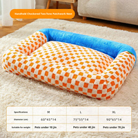 Coussin pour animaux de compagnie moderne à carreaux, doux, pour un sommeil profond, nid pour chien et chat, coussin d'hiver chaud pour intérieur, en carton