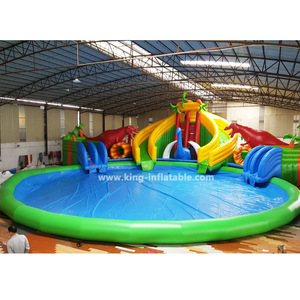 Grande <span class=keywords><strong>Parco</strong></span> Acquatico Gonfiabile a Tema Dinosauro <span class=keywords><strong>con</strong></span> Scivoli per Giochi Sportivi, Piscine di Grandi Dimensioni, Attrezzature da Gioco - Product Image 2