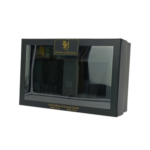 Tapa reciclable con logotipo personalizado y base de embalaje de <span class=keywords><strong>regalo</strong></span> caja de papel plegable negra con ventana transparente - Product Image 2