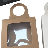 Boîte cadeau personnalisée en carton kraft avec fenêtre en PVC pour bouteille de vin, présentoir suspendu pour bonbons, bijoux et cadeaux