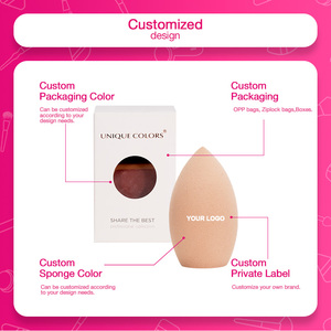 Esponja suave rosa biselada, empaque de belleza personalizado, difuminador de maquillaje 2 en 1, esponja de maquillaje multifuncional - Product Image 3