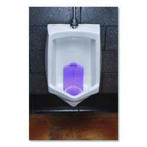 Pantallas verticales para urinarios con aroma a lavanda, color púrpura, paquete de 6, desodorizantes de doble cara que reducen salpicaduras y frescan hasta por 60 días - Product Image 1