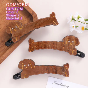 ODM/OEM Nuevo y elegante clip de acrílico de una sola línea estilo francés, diseño de cachorro lindo, <span class=keywords><strong>para</strong></span> <span class=keywords><strong>moño</strong></span> de banana en la parte trasera de la cabeza y coleta alta retorcida <span class=keywords><strong>para</strong></span> niña - Product Image 1