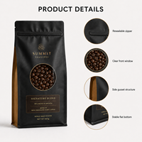 Sacs d'emballage en gros pour café en grains entiers ou moulu, en kraft noir, imprimés sur mesure, avec fermeture éclair et valve de dégazage, pour 250g et 500g