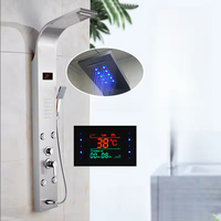 Système de douche mural thermostatique pour hôtel avec écran LED numérique, panneau de douche en laiton et robinet pluie - Juego De Ducha