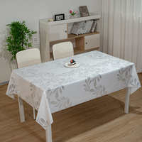 Nappe rectangulaire en PVC gaufré floral blanc RNPT, antidérapante, pour table