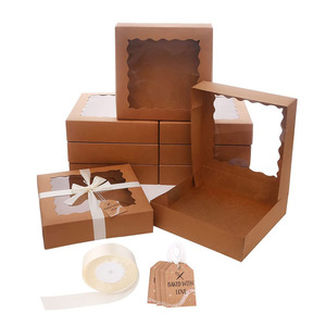 Custom Size Macaron Dessert Candy Boxes Cookie Sweet Package Bakery Cake paper Box With Clear Lid