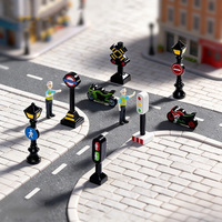Escena de Tráfico en Miniatura, Señales de Tráfico de Resina, Farola, Semáforo, Figuras de Policías, Micropaisaje, Decoración de Maquetas de Edificios de Ciudad