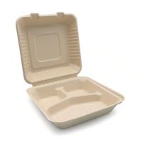 Emballage alimentaire en pulpe de bagasse de canne à sucre à 3 compartiments de 9 pouces, vaisselle jetable biodégradable et compostable