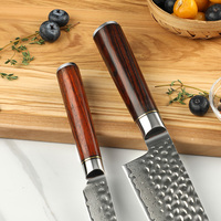Couteau de cuisine en acier Damas à 67 couches, couteau Santoku avec cœur en VG10, couteau de chef avec manche en bois
