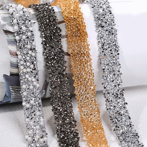 Hot Sell <strong>Resin</strong> Crystal Rhinestone Ribbon Jewel <strong>Strips</strong> DIY Decoration Sticker Rhinestone Trim Clothing Opp Bag Women&amp;#39;s Shoes - Product Image 2