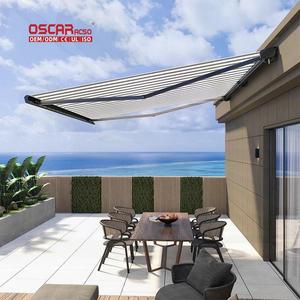 Auvent rétractable robuste de 5 m, protection solaire acrylique ultra résistante, pour terrasse extérieure, fenêtre, télécommandé, avec cassette - Product Image 1