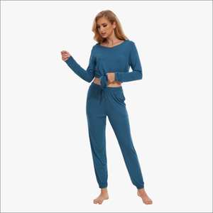 Conjunto de Pijamas de Algodón de Bambú Personalizado para Mujer, Transpirable, de Manga Larga, Ropa de Dormir de Invierno - Product Image 3