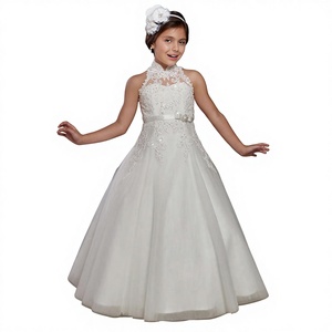 ML001 AliExpress para Comercio Exterior, Vestido de Novia para Niñas Europeas y Americanas, Vestido de Encaje para Cumpleaños, 100% Algodón, Estilo Capilla - Product Image 1