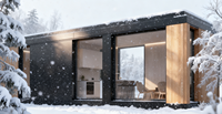 GOODCHEER B1 Auvent extensible préfabriqué, mini-maison mobile entièrement meublée, espace de vie modulaire portable, cuisine/salle de bain/hôtel