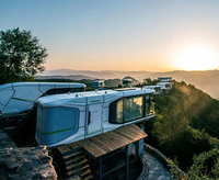 Maison préfabriquée Sinova Hobbit, 2 chambres, maisonnette modulaire avec construction en acier et aluminium, déplaçable pour les stations balnéaires et le camping
