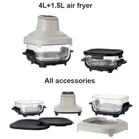 Freidora de Aire de Vidrio TOC, Capacidad de 4+1.5L, Control Digital, Ahorro de Energía, Cocina Eléctrica Portátil 4 en 1, Horno y Freidora
