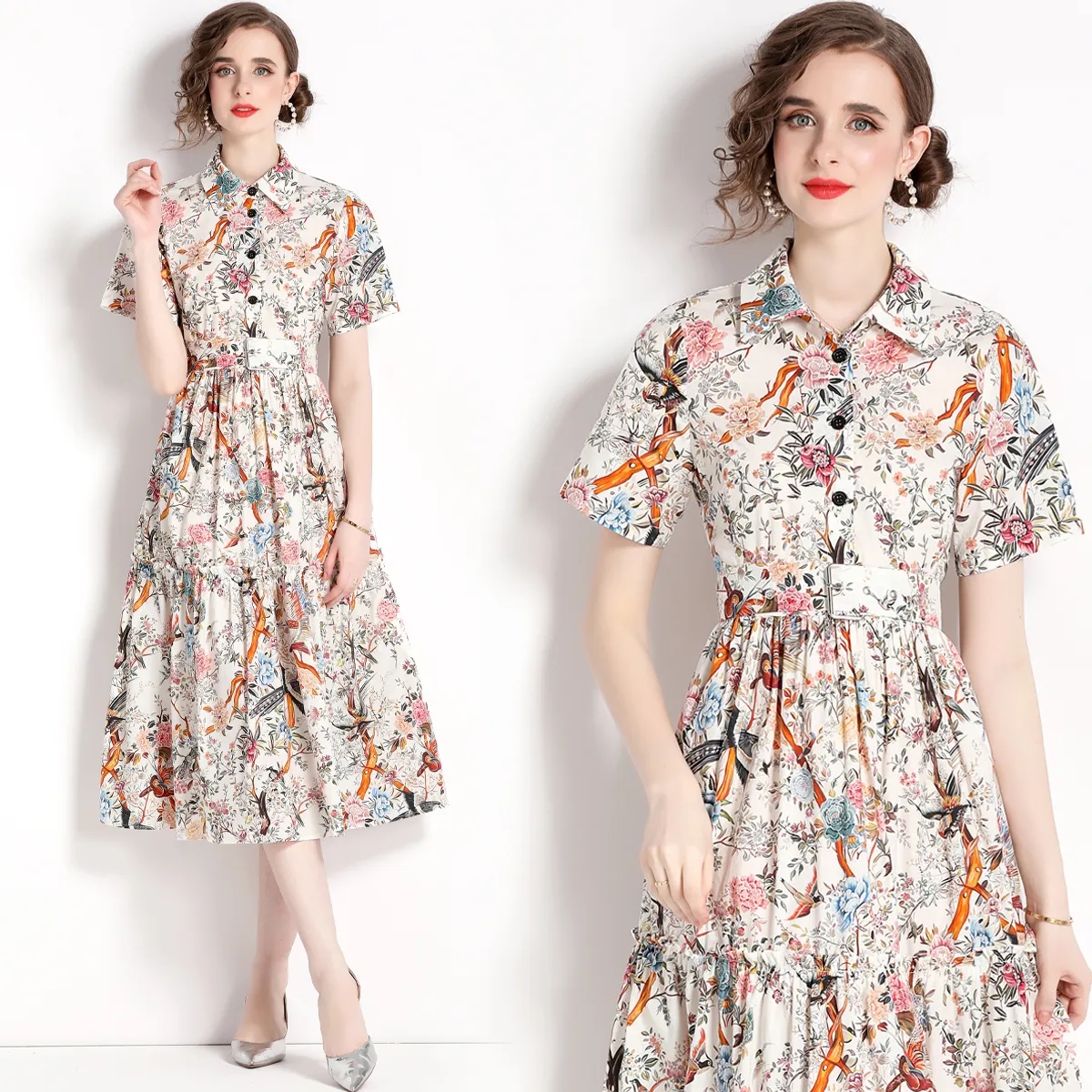 Droma high quality 2023 elegant floral print latest fashion ladies casual dresses wholesale summer dress for women