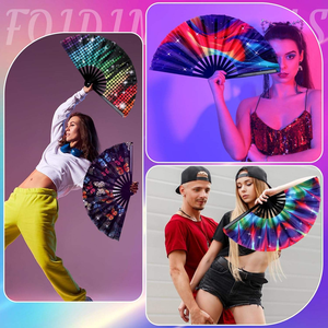 Éventails à main en bambou Clack Custom, grands, pliables, 13 pouces, peints à la peinture réactive aux UV, pour événements de <span class=keywords><strong>club</strong></span>, éventails imprimés - Product Image 6