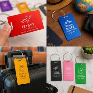 Custom Logo Promotional Gift Aluminum Luggage <b>Tag</b> Metal Travel Bag <b>Tag</b> Personalized Suitcase <b>Name</b> <b>Tag</b> with Steel Wire Loop - Product Image 6