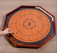 FUKE Jeu de Crokinole en Bois Deluxe 3-en-1 : Jeu de Table, Dames, Backgammon 69x69cm, Boîte Cadeau Personnalisable, Luxe