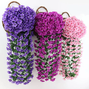 Plante artificielle DREA en violette pour salon, décoration murale de mariage, lianes en rotin, panier suspendu, fleurs artificielles - Product Image 1