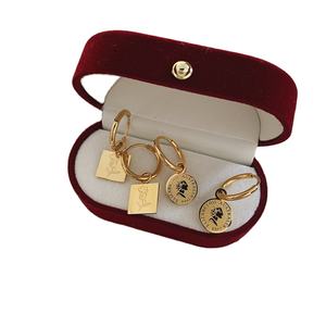 Pendientes de Acero Inoxidable al por Mayor para Mujer, con Moneda de Oro Rosa y Flor, con Gancho Redondo y Dije - Product Image 5