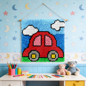 Kits de tapis miniatures à crocheter personnalisés pour débutants, projets de tapis shaggy DIY pour enfants, décoration en gros - Product Image 1