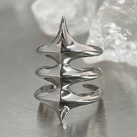 VAF WOW!! Bague Défense Double Pointe Lame Entièrement Polie en Acier Inoxydable Contre-Attaque Unisexe Anillo De Doble Punta Lomo