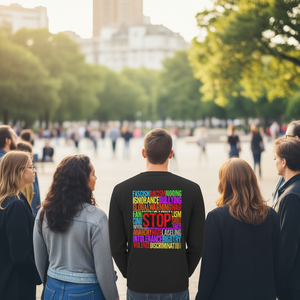 Camiseta de Manga Larga de Algodón para Adultos, con Estampado 'Stop Discrimination Ignorance Violence Hate Bullying Racism', Ropa Promocional de Concientización - Product Image 3