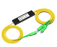 Répartiteur de fibre optique FTTH jaune 1x2, boîtier de répartiteur de fibre optique 1 point 2, boîtier de répartiteur conique 1 vers 2 SC/APC, accessoires informatiques