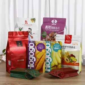 Ziplock de embalagem para chá e café, saco de embalagem com ziplock personalizado para lanches, caju, amendoim e frutas secas, produto comestível