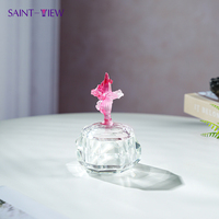 Boîte à bijoux en cristal de verre à fleurs faites à la main, thème ange, couvercle en verre poli pour la décoration de la maison, Saint-Valentin, rangement de bijoux