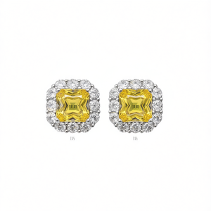 Orecchini a perno di lusso da donna con diamante taglio Asscher, montatura geometrica a castone, gioielli raffinati da matrimonio - Product Image 1