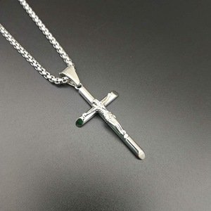 남성용 티타늄 스틸 매력 목걸이 십대 소년 보석 3 층 예수 십자가 목걸이 상자 체인 - Product Image 3