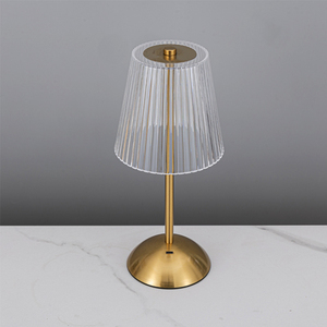 Modern Brass Base Table <b>Lamp</b> Crystal Bell <b>Shade</b> Push Button Switch LED Warm White Light Bedroom Decorative AC <b>Small</b> Size - Product Image 3